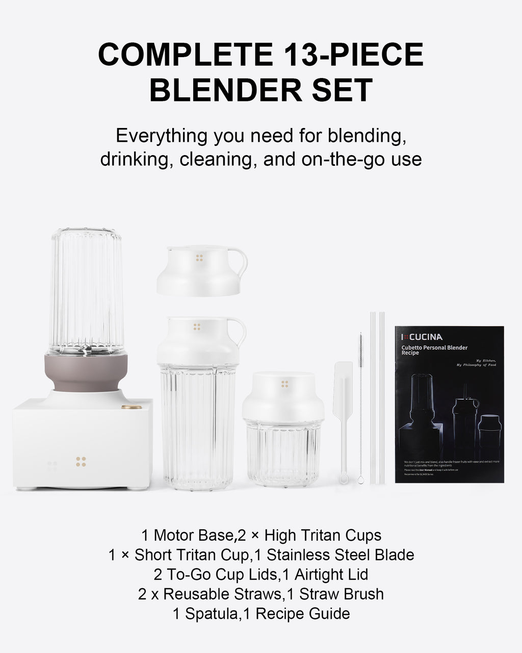 iCucina® Cubetto Personal Blender 1000W - White