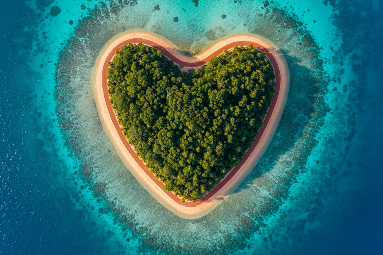 森林海岛环岛跑道俯拍图