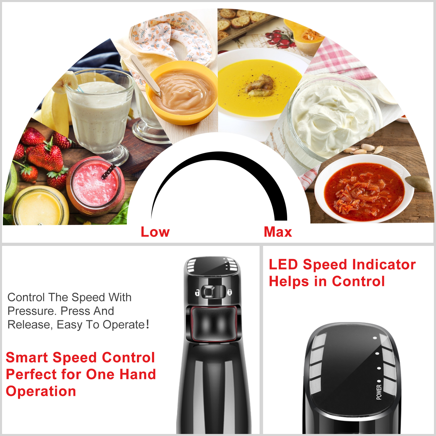 icucina® multi speed immersion blender hand mixer